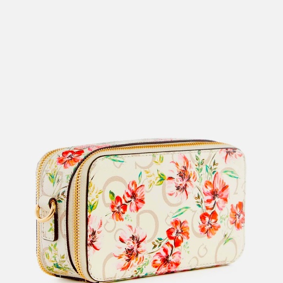 Guess Lewiston Double Zip Crossbody (Floral Multi Type) - Picture 4 of 6